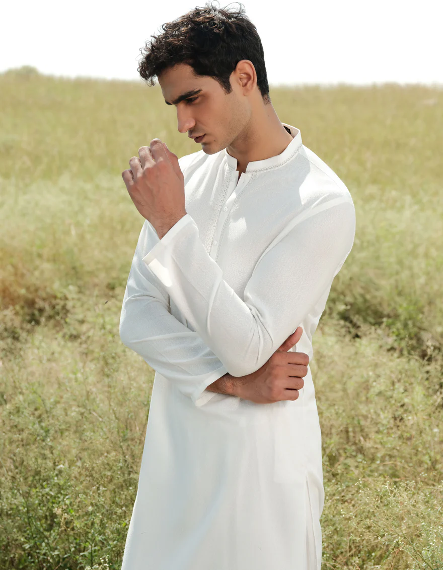 OFF WHITE BLENDED KAMEEZ SHALWAR | JJKS-A-34915/S24/JJ9252-FL - Image 4