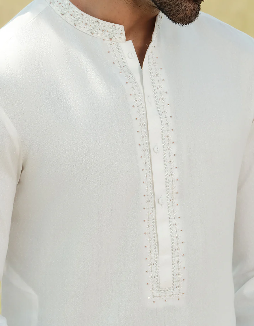 OFF WHITE BLENDED KAMEEZ SHALWAR | JJKS-A-34927/S24/JJ9427-FL - Image 4