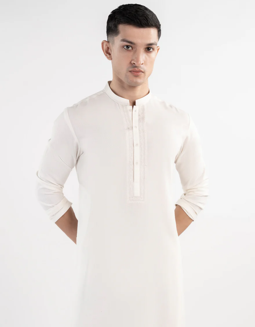 OFF WHITE BLENDED KAMEEZ SHALWAR | JJKS-A-35000/S24/JJ9 - Image 2