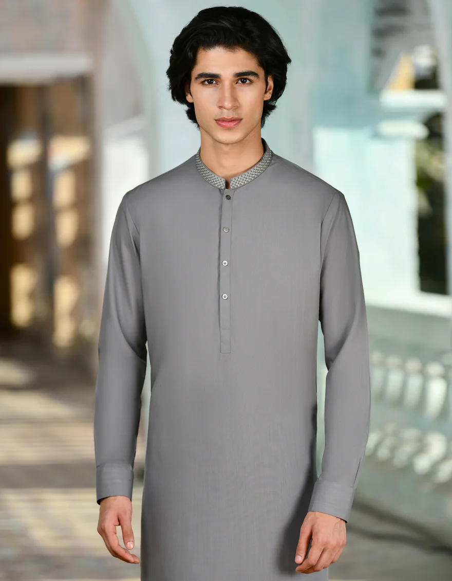 GREY BLENDED KAMEEZ SHALWAR | JJKS-A-37856/S24/JJ9230-SF - Image 2