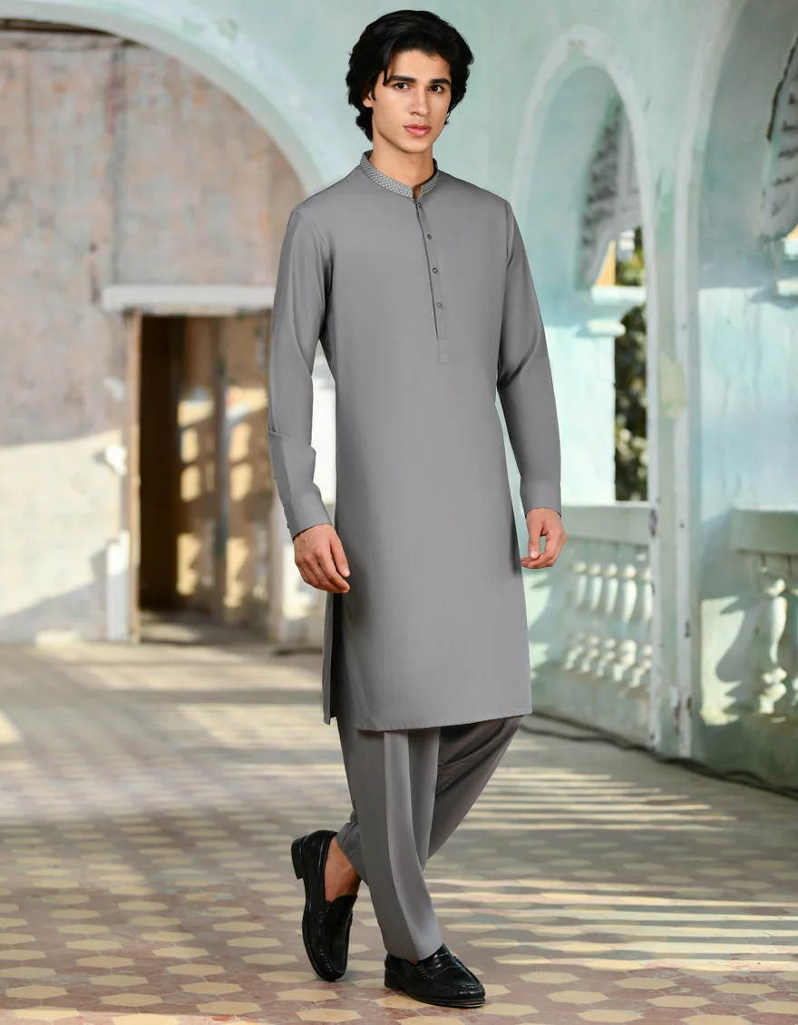 GREY BLENDED KAMEEZ SHALWAR | JJKS-A-37856/S24/JJ9230-SF - Image 3