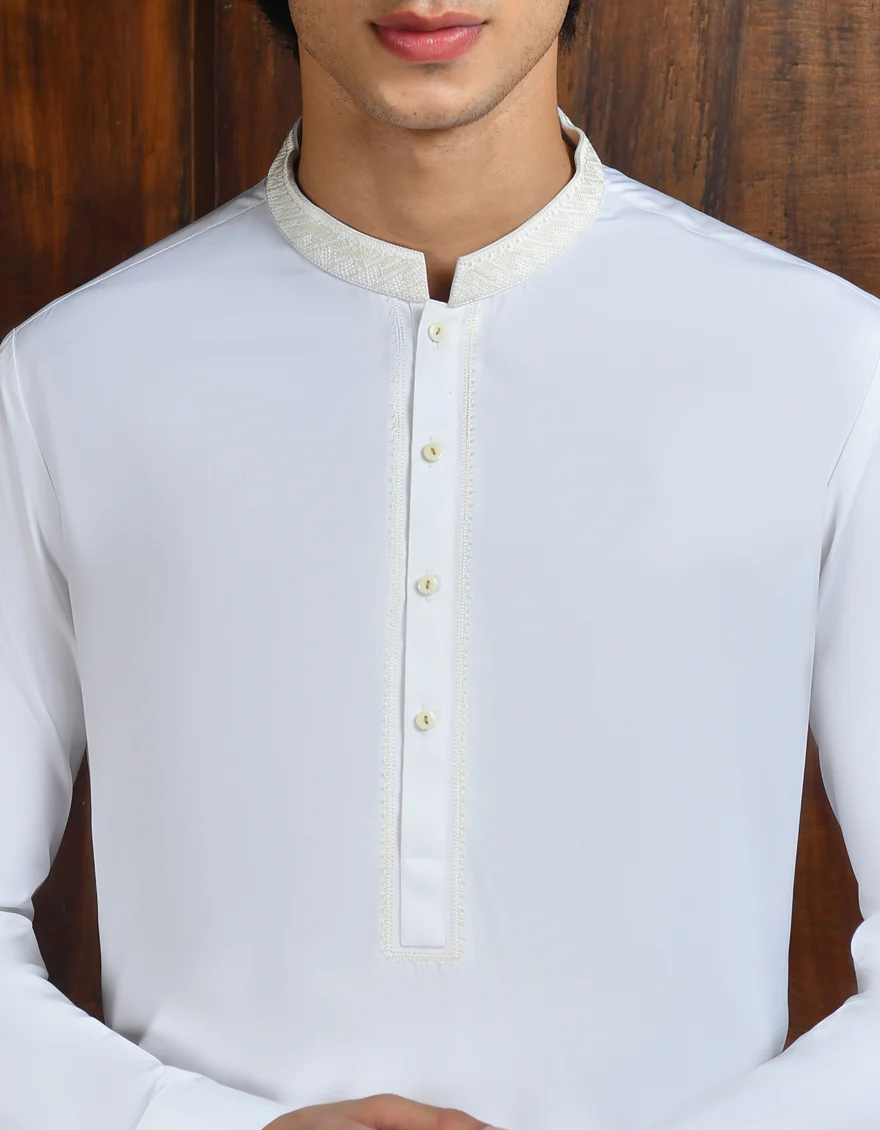 WHITE BLENDED KAMEEZ SHALWAR | JJKS-A-37880/S24/JJ9228-SF - Image 2