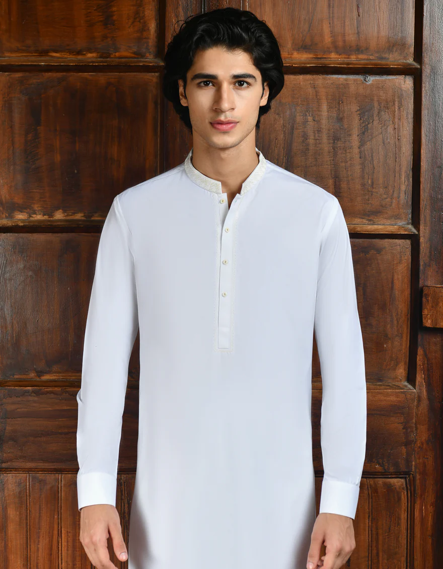 WHITE BLENDED KAMEEZ SHALWAR | JJKS-A-37880/S24/JJ9228-SF - Image 3