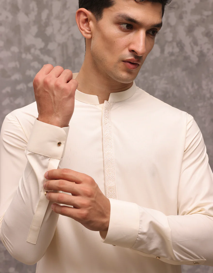 WHITE BLENDED KAMEEZ SHALWAR | JJKS-A-37888/S24/JJ9228-SF - Image 2