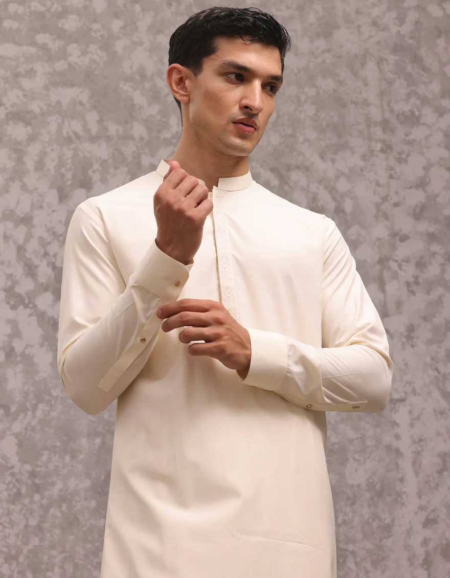 WHITE BLENDED KAMEEZ SHALWAR | JJKS-A-37888/S24/JJ9228-SF - Image 3