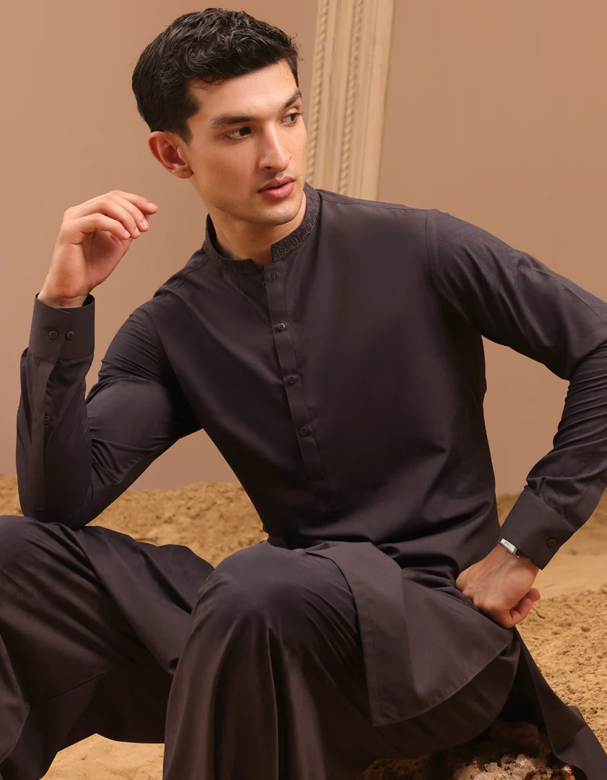 BROWN BLENDED KAMEEZ SHALWAR | JJKS-A-37889/S24/JJ9362-SF - Image 3