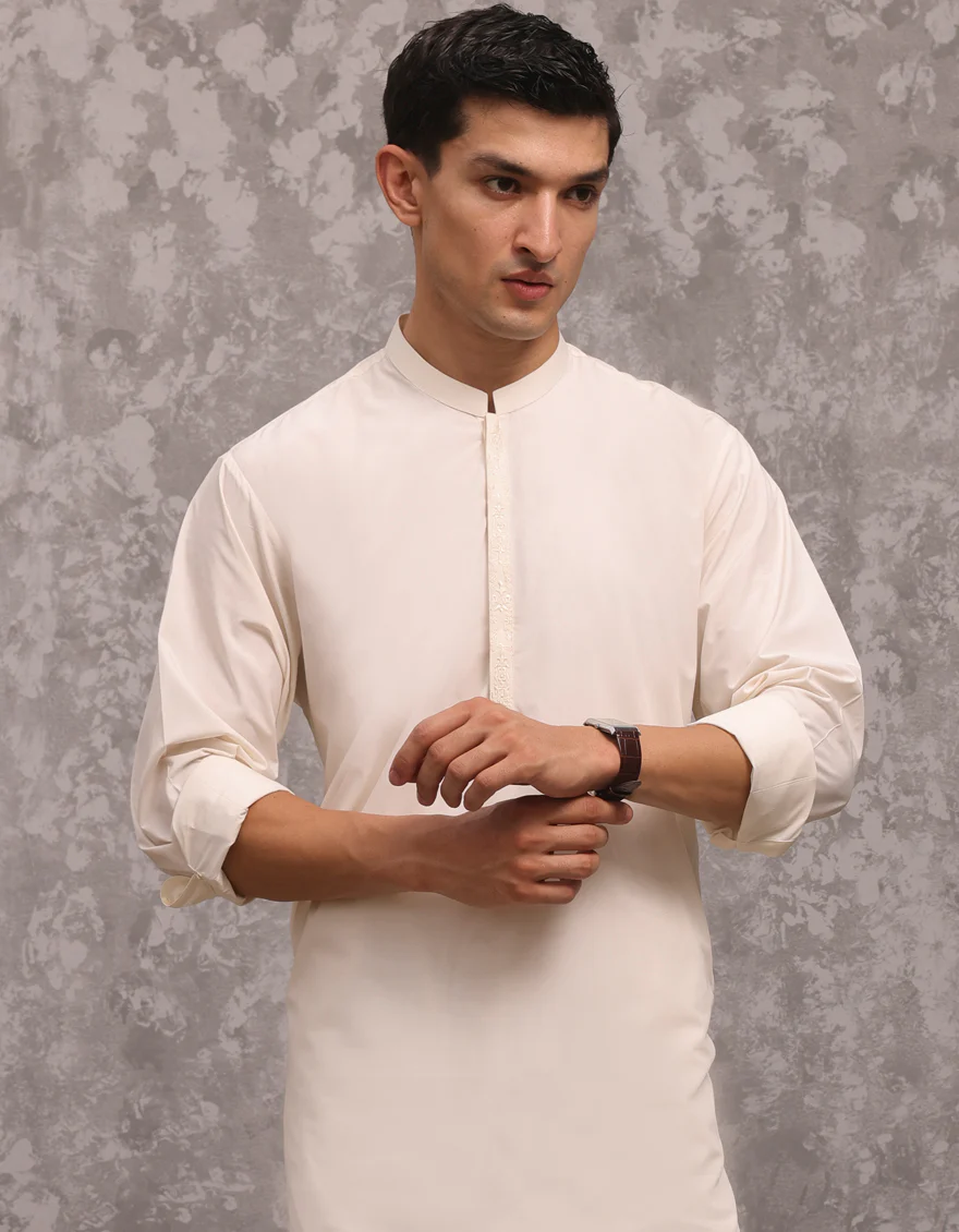 WHITE BLENDED KAMEEZ SHALWAR | JJKS-A-37890/S24/JJ9462-SF - Image 2