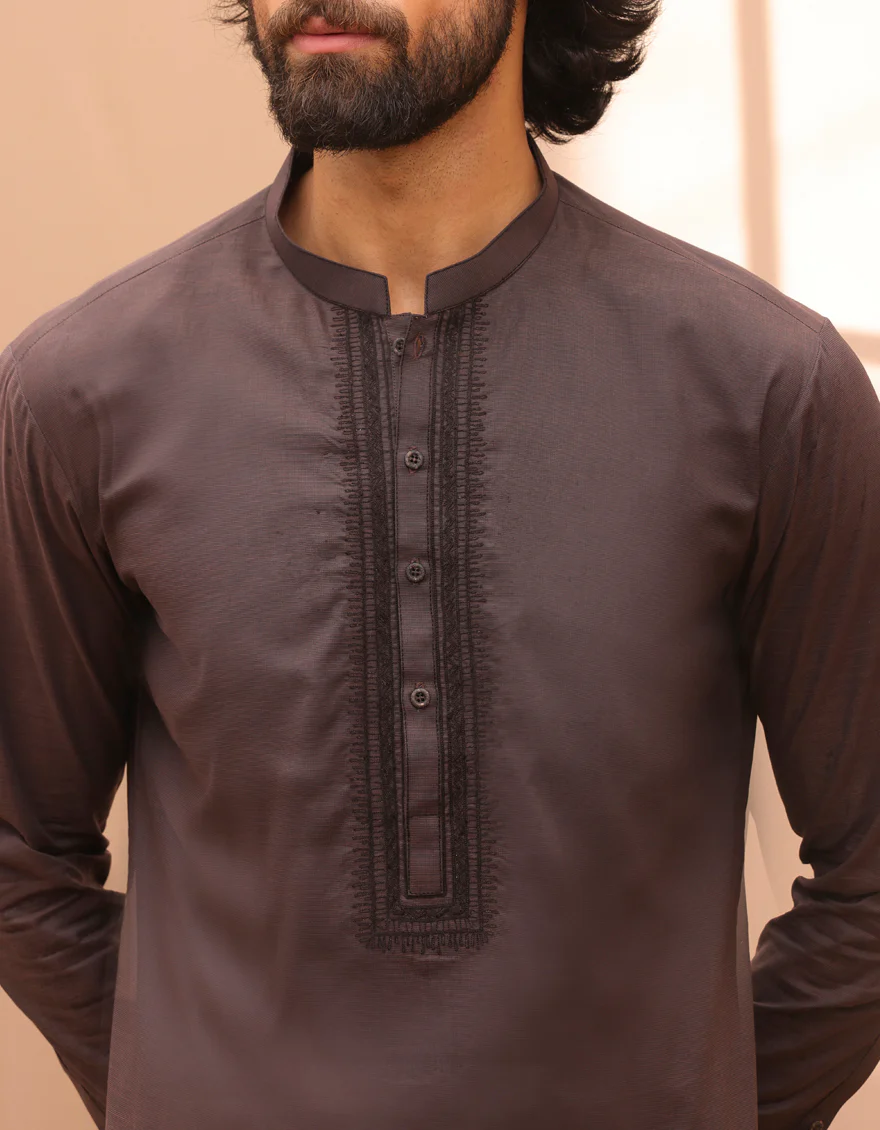 BROWN COTTON KAMEEZ SHALWAR | JJKS-A-37894/S24/JJ8882-SF - Image 2