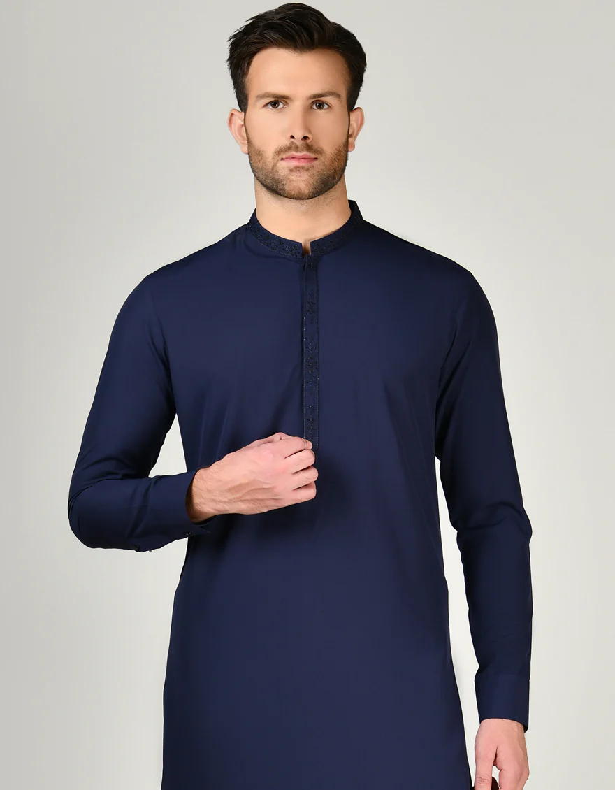 BLUE BLENDED KAMEEZ SHALWAR | JJKS-A-37898/S24/JJ9466-FL - Image 2