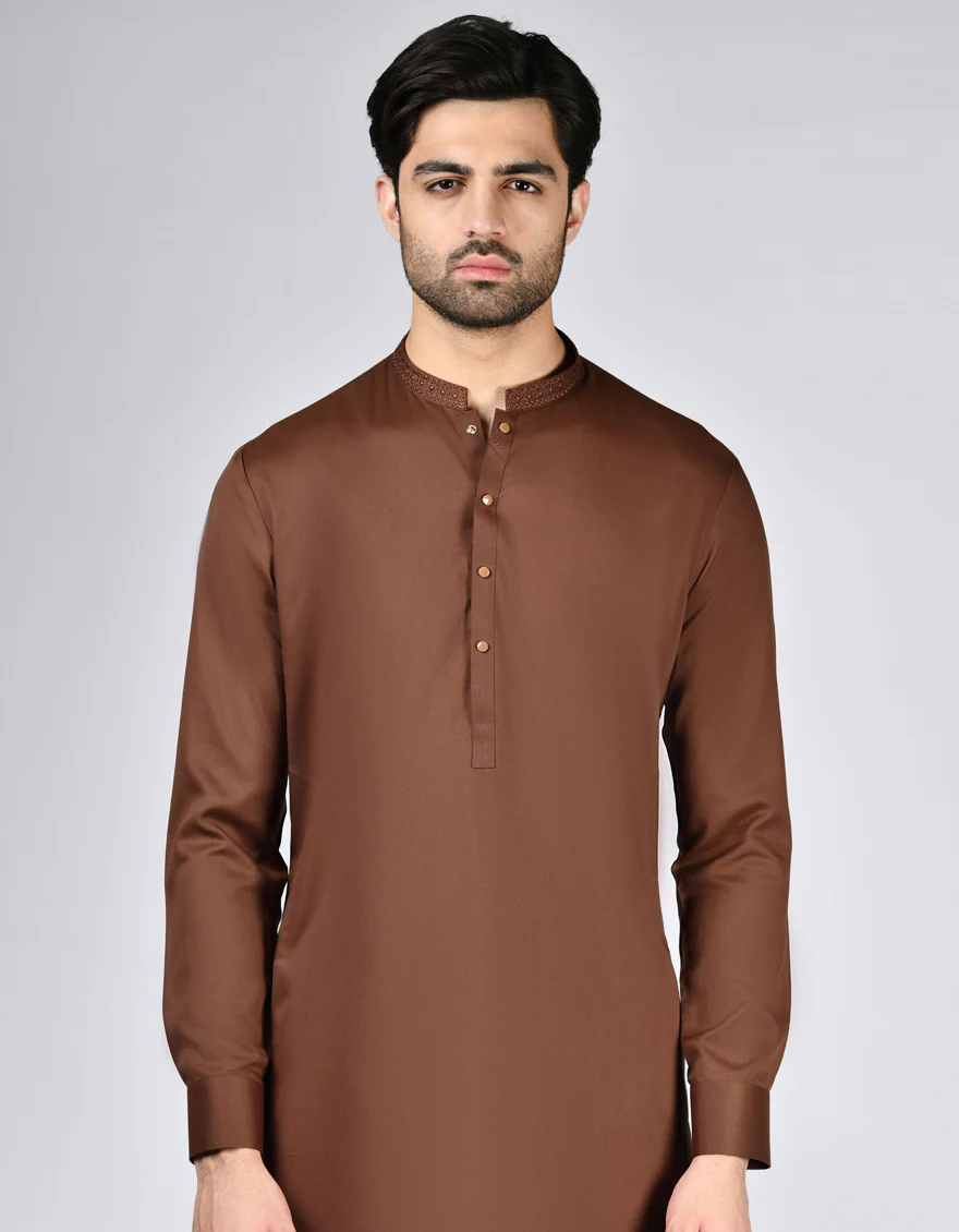 BROWN BLENDED KAMEEZ SHALWAR | JJKS-A-46466/S24/JJ9250-SF - Image 2