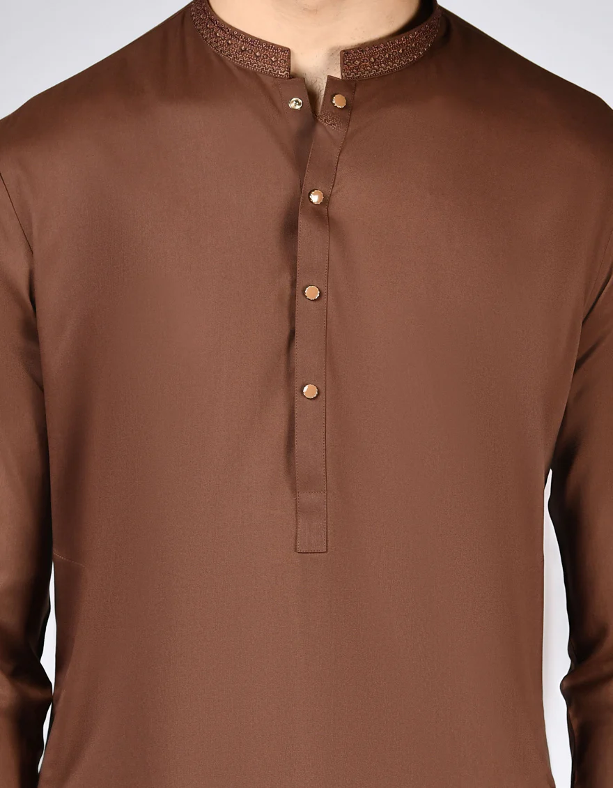 BROWN BLENDED KAMEEZ SHALWAR | JJKS-A-46466/S24/JJ9250-SF - Image 3