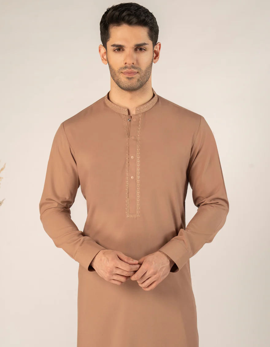 BROWN BLENDED KAMEEZ SHALWAR | JJKS-A-46666/S25/JJ9818-SF - Image 2