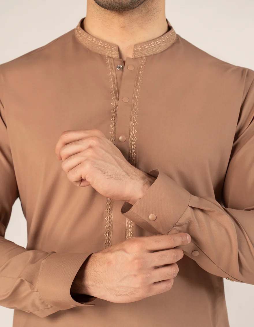 BROWN BLENDED KAMEEZ SHALWAR | JJKS-A-46666/S25/JJ9818-SF - Image 3