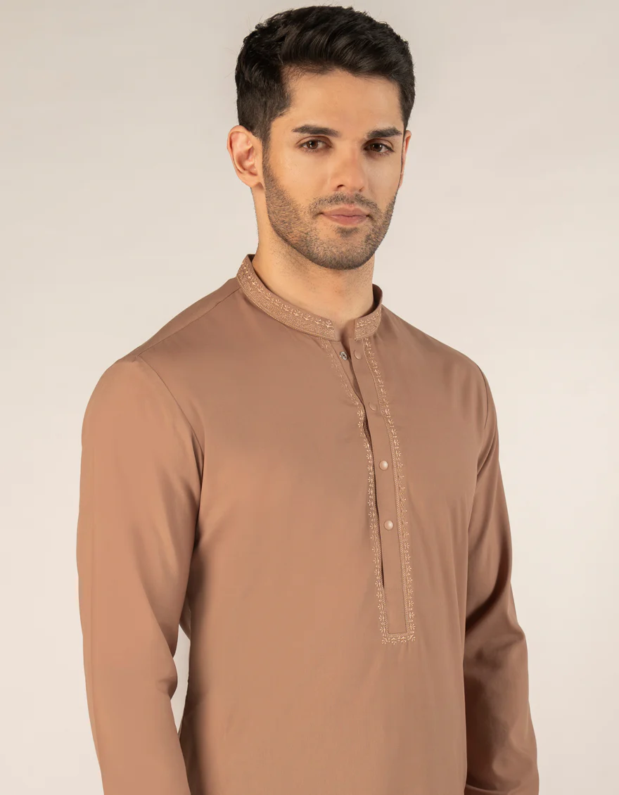 BROWN BLENDED KAMEEZ SHALWAR | JJKS-A-46666/S25/JJ9818-SF - Image 4