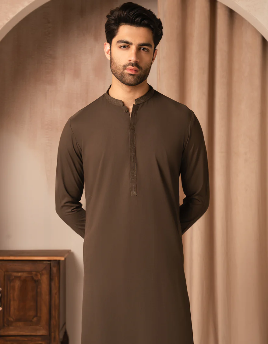 BROWN BLENDED KAMEEZ SHALWAR | JJKS-A-46724/S25/JJ10196-SF - Image 2