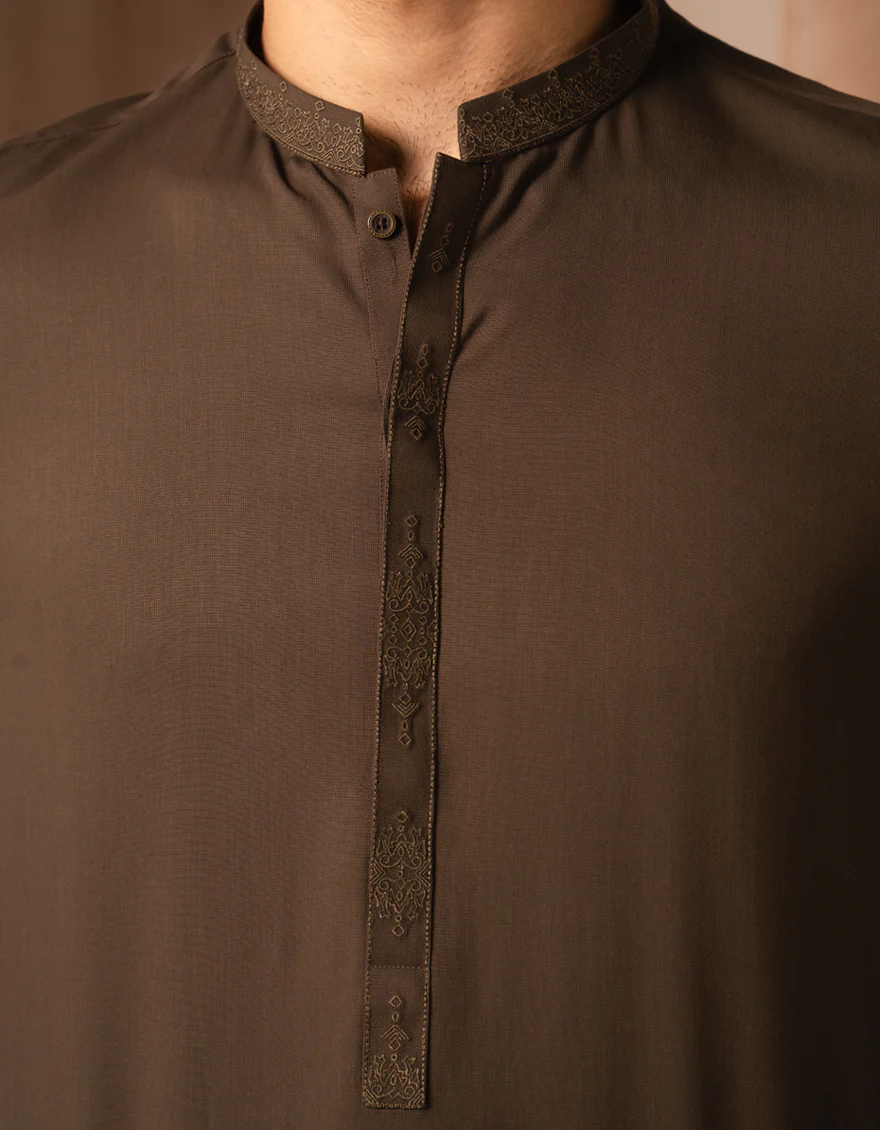 BROWN BLENDED KAMEEZ SHALWAR | JJKS-A-46724/S25/JJ10196-SF - Image 3