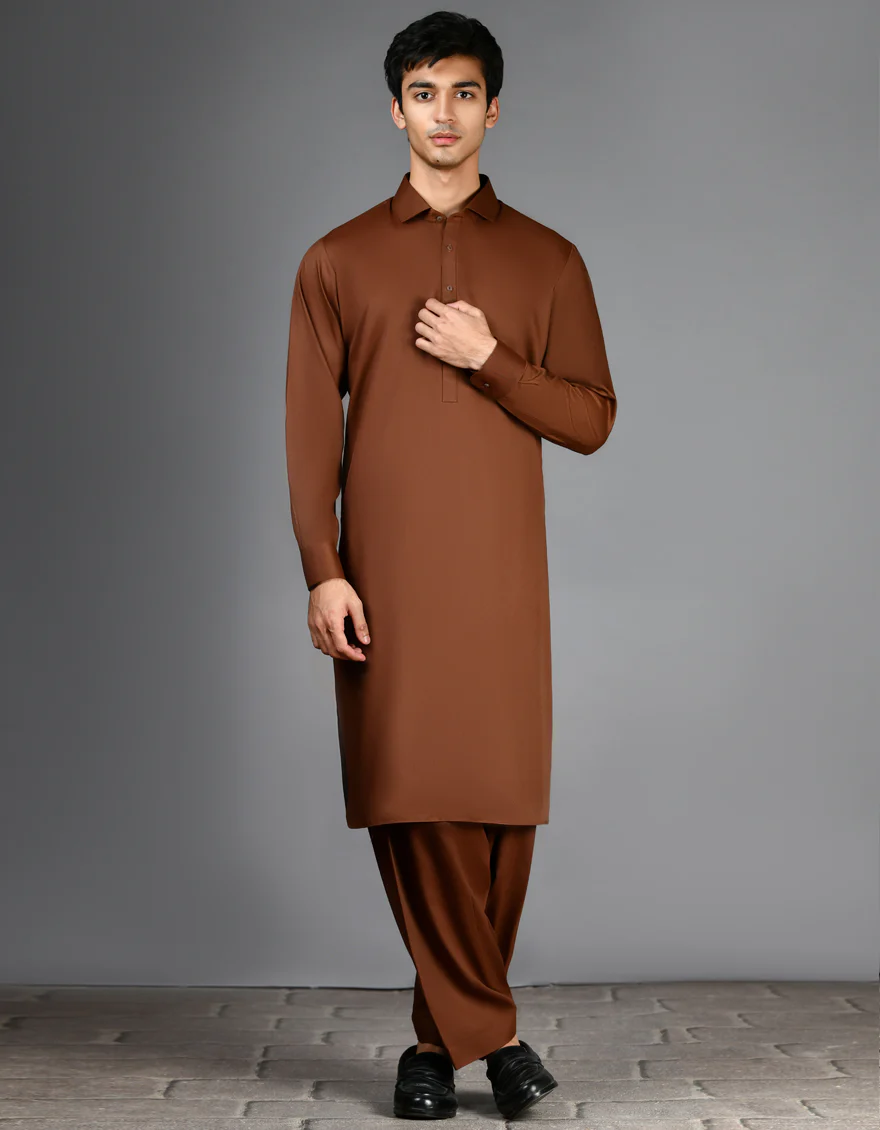 BROWN BLENDED KAMEEZ SHALWAR | JJKS-A-47005-R13-AP/S25/JJ9772-PN