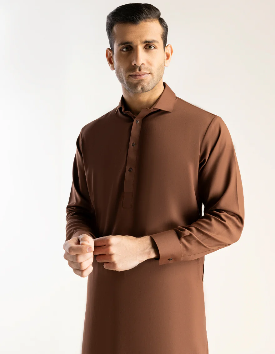 BROWN BLENDED KAMEEZ SHALWAR | JJKS-A-47005-R6-AP/S24/JJ9250-PN - Image 2
