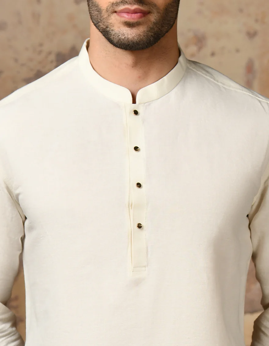 WHITE BLENDED KAMEEZ SHALWAR | JJKS-A-47160/S24/JJ9 - Image 2