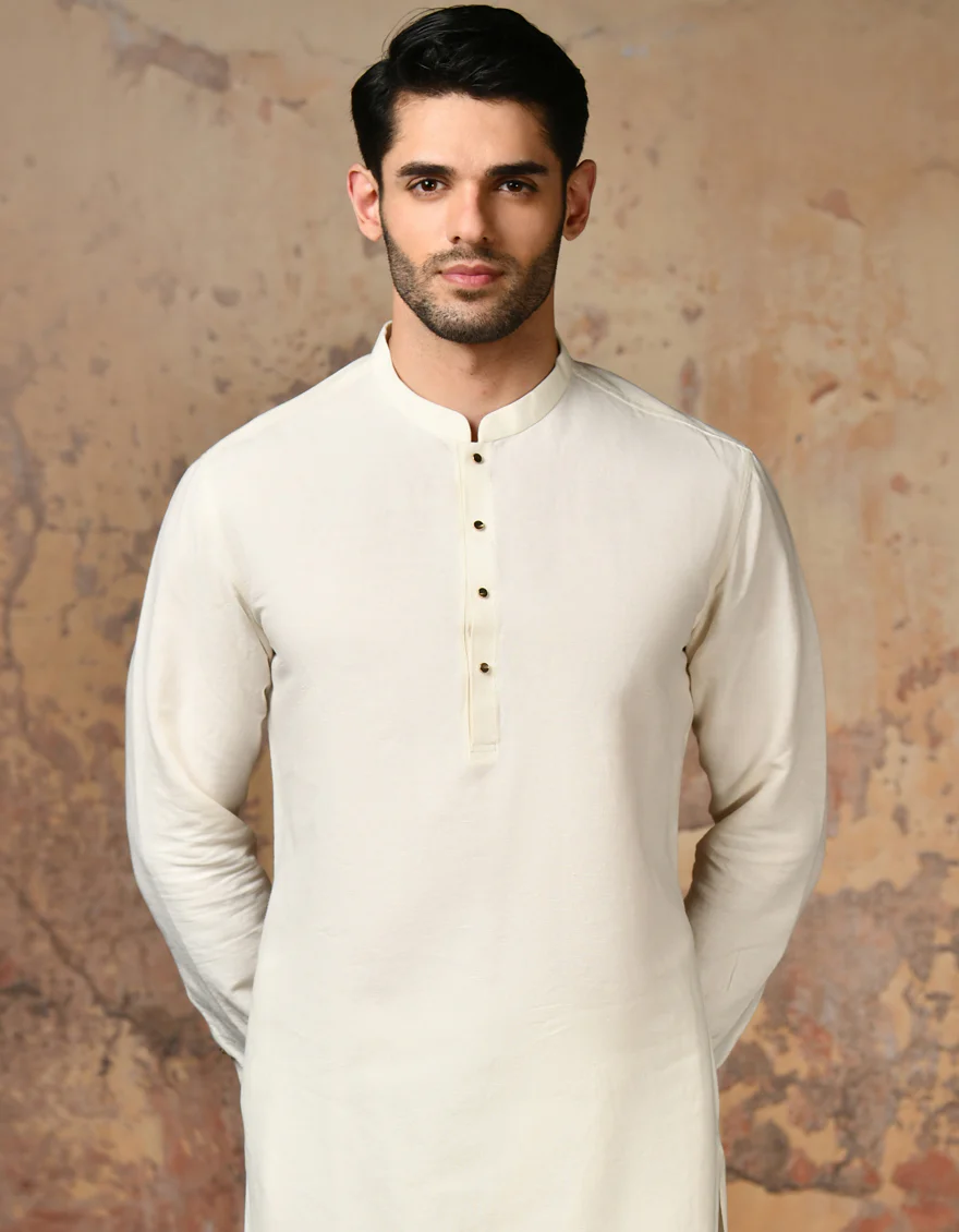 WHITE BLENDED KAMEEZ SHALWAR | JJKS-A-47160/S24/JJ9 - Image 3