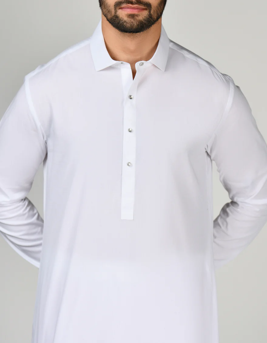 WHITE COTTON KAMEEZ SHALWAR | JJKS-A-47163/S24/JJ7 - Image 2