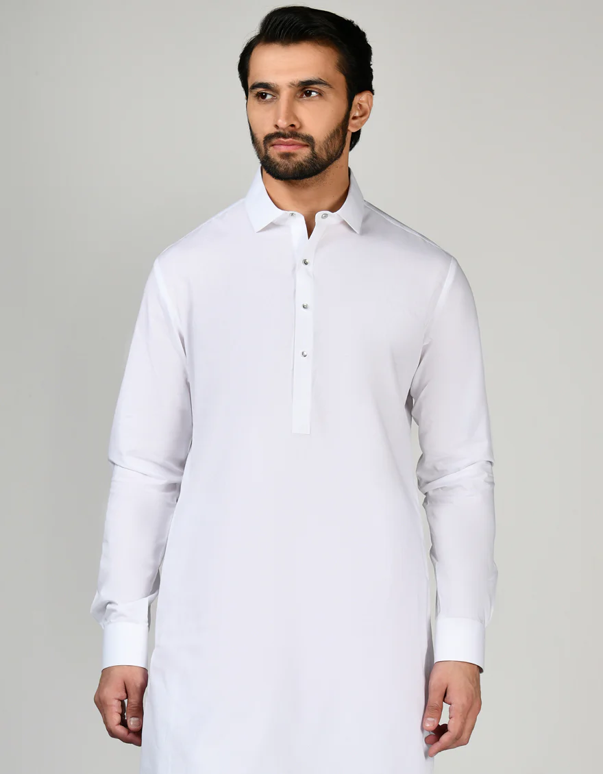 WHITE COTTON KAMEEZ SHALWAR | JJKS-A-47163/S24/JJ7 - Image 3