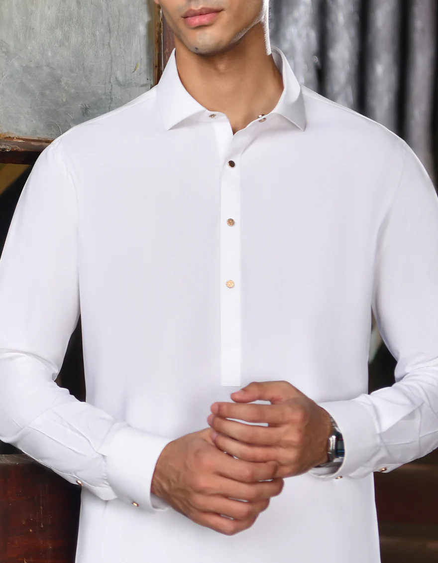WHITE BLENDED KAMEEZ SHALWAR | JJKS-A-47220/S24/JJ8384-PN - Image 3
