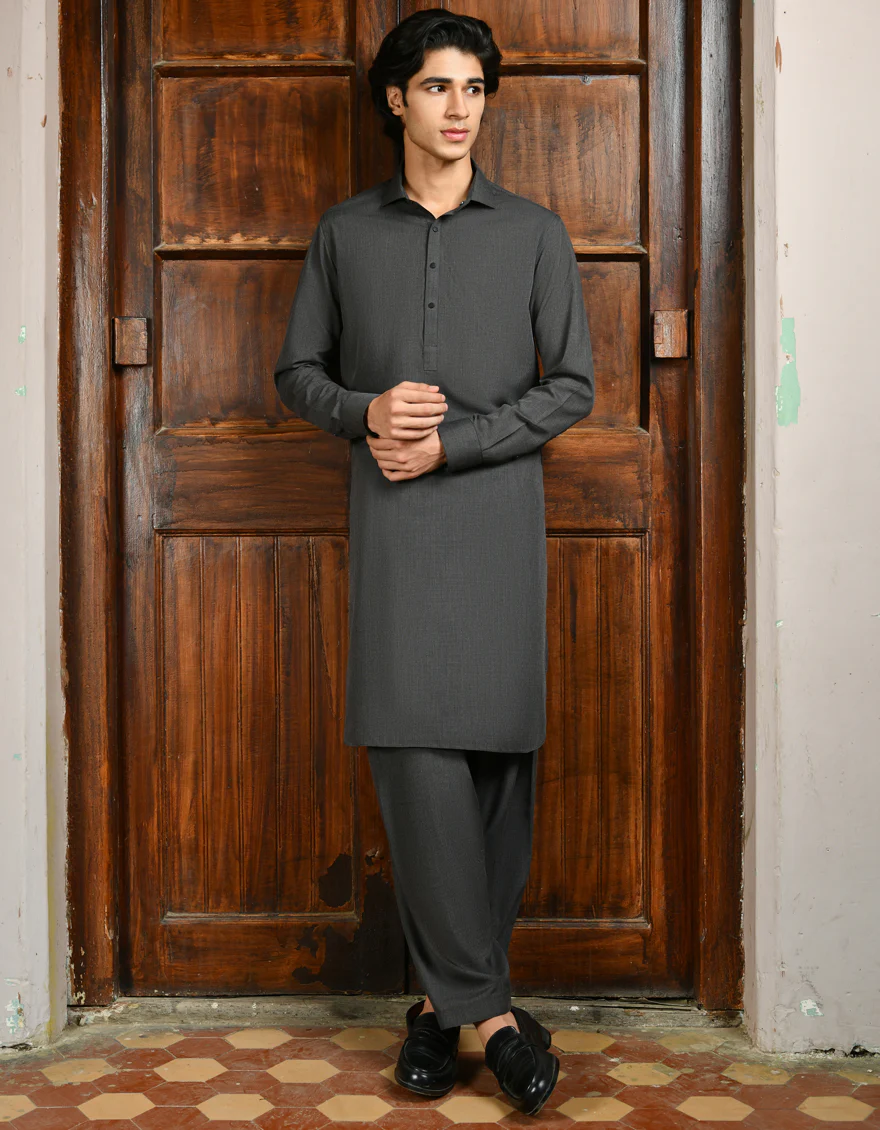 GREY BLENDED KAMEEZ SHALWAR | JJKS-A-47223/S24/JJ9214-PN - Image 4