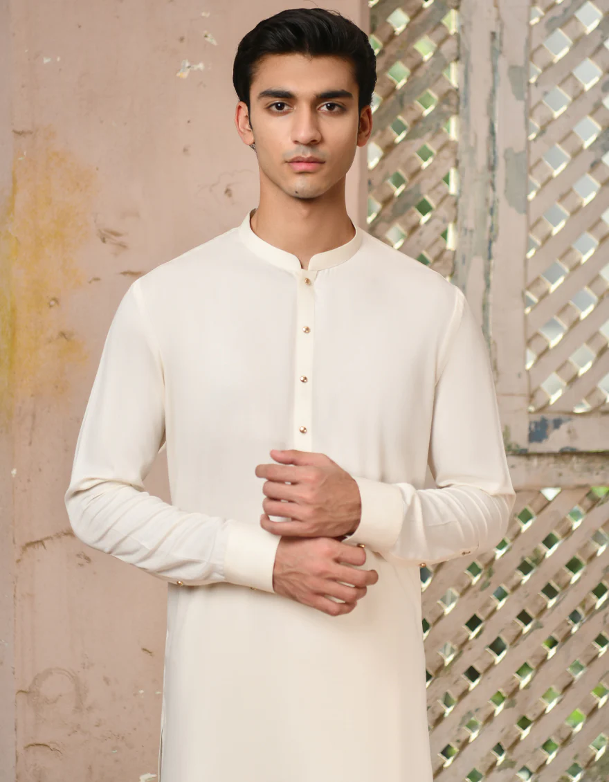 WHITE BLENDED KAMEEZ SHALWAR | JJKS-A-47225/S24/JJ9347-PN - Image 2