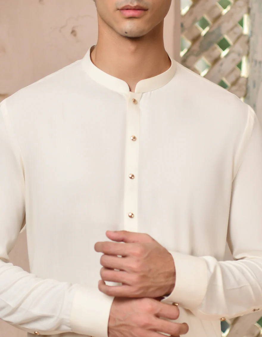 WHITE BLENDED KAMEEZ SHALWAR | JJKS-A-47225/S24/JJ9347-PN - Image 3