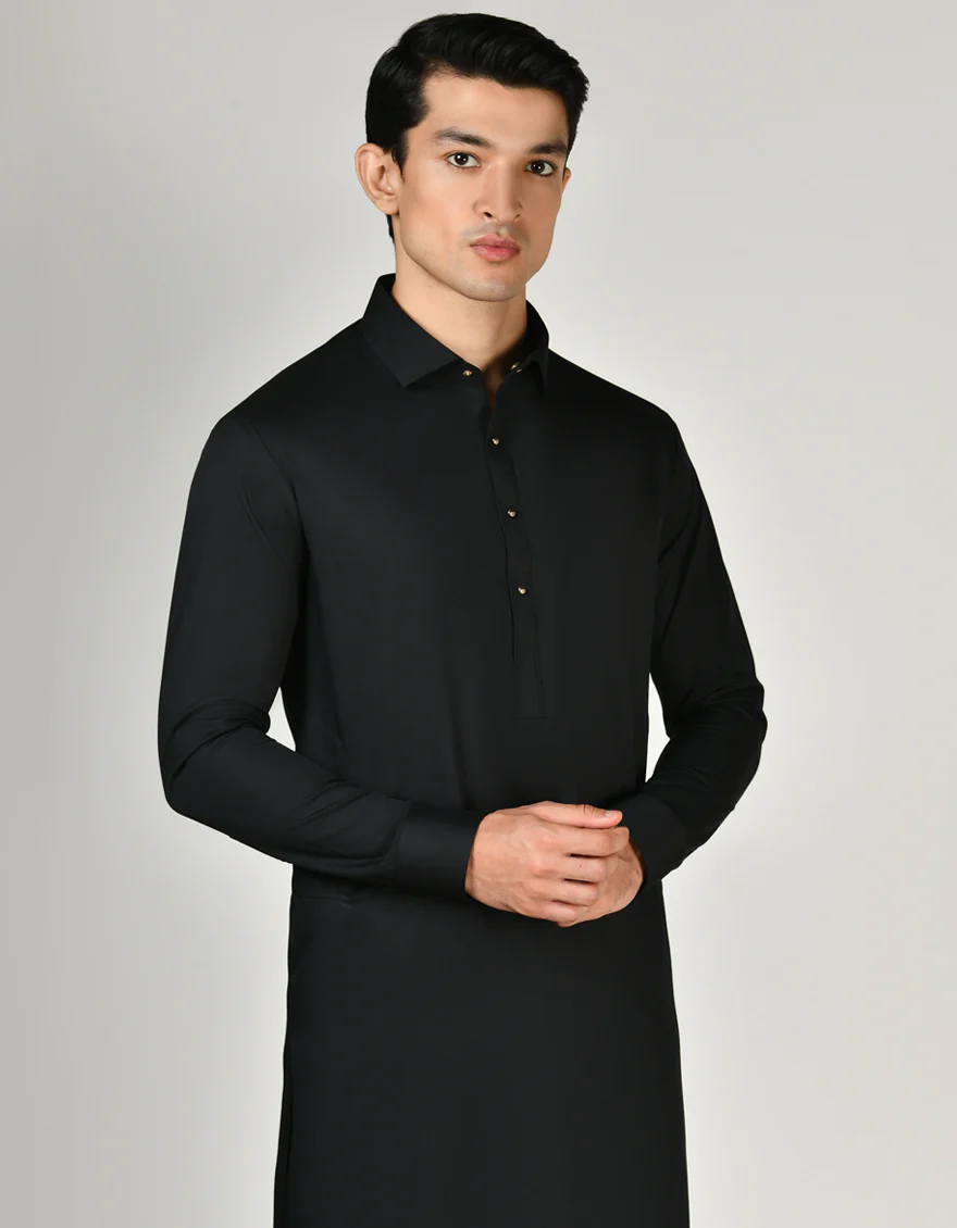 BLACK BLENDED KAMEEZ SHALWAR | JJKS-A-47318/S24/JJ9364-PN - Image 3