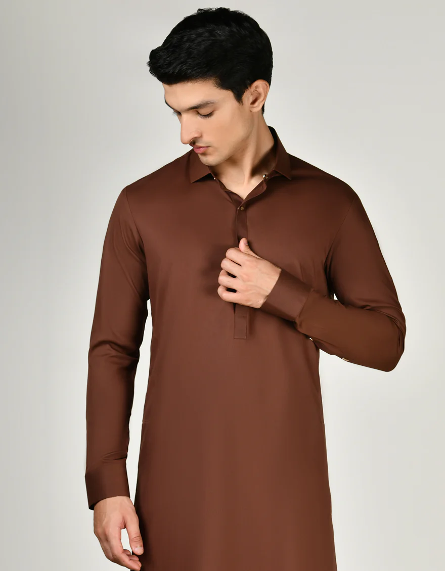BROWN BLENDED KAMEEZ SHALWAR | JJKS-A-47319/S24/JJ9364-PN - Image 2
