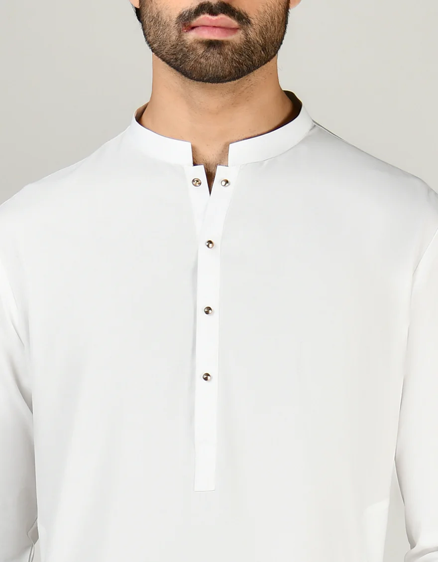 WHITE BLENDED KAMEEZ SHALWAR | JJKS-A-47320/S24/JJ9250-PN - Image 3