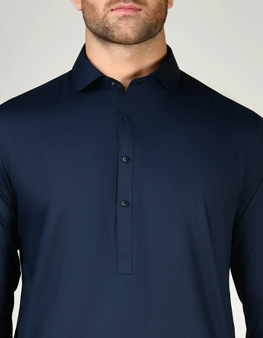 NAVY BLUE BLENDED KAMEEZ SHALWAR | JJKS-A-47322/S24/JJ9364-PN - Image 2