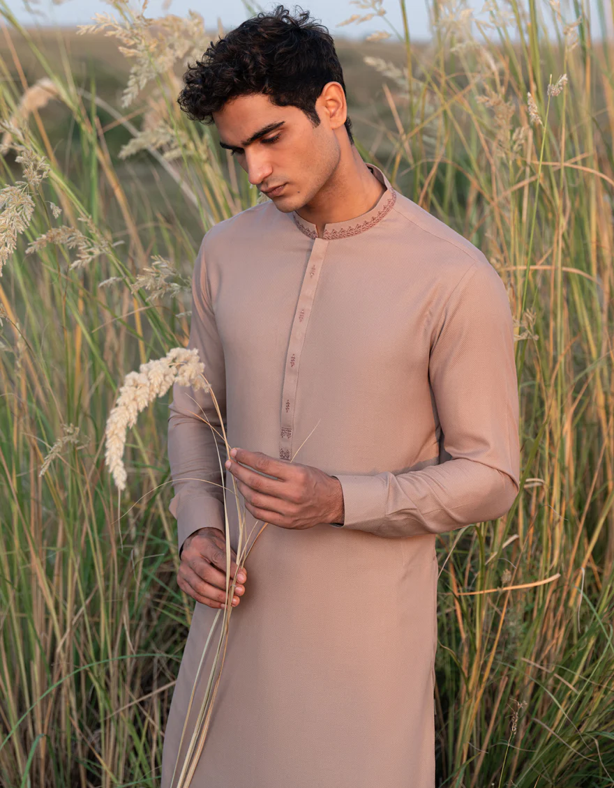LIGHT BROWN BLENDED KAMEEZ SHALWAR | JJKS-A-47338/S24/JJ9922-SF - Image 2