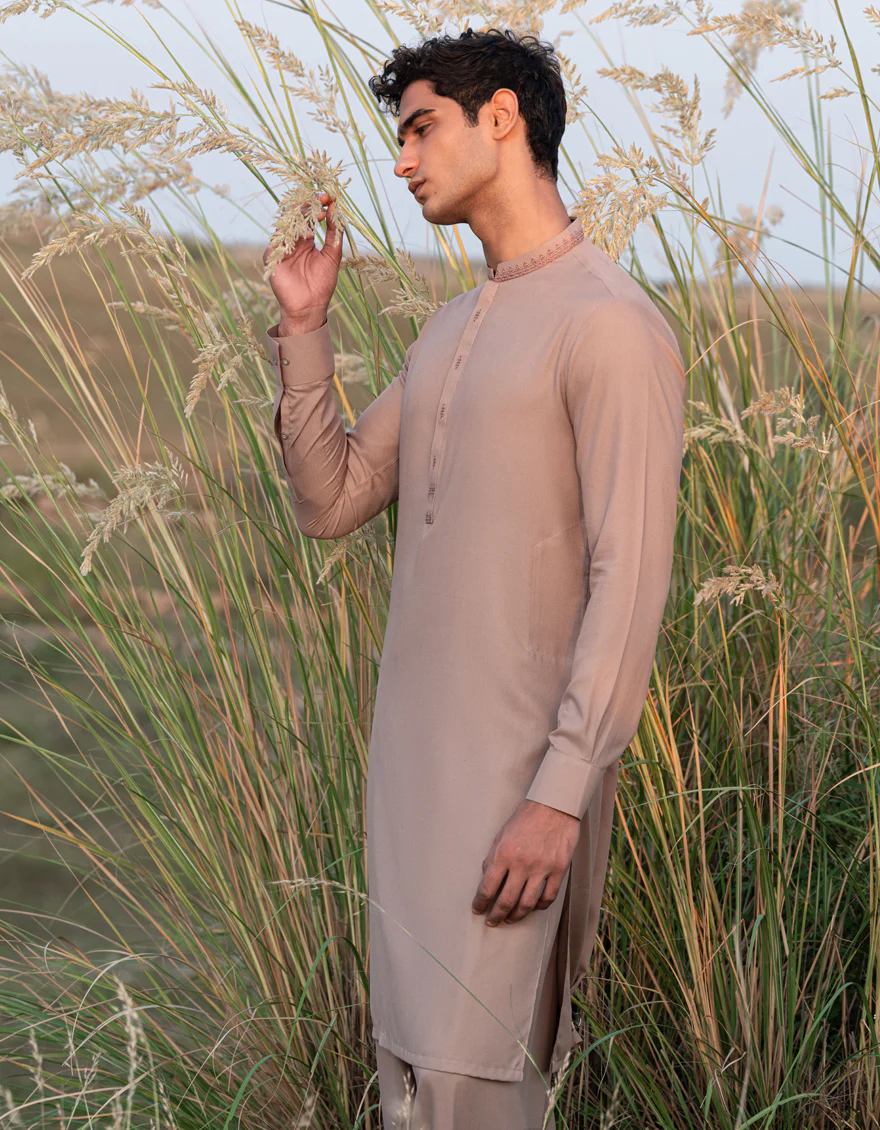 LIGHT BROWN BLENDED KAMEEZ SHALWAR | JJKS-A-47338/S24/JJ9922-SF - Image 4