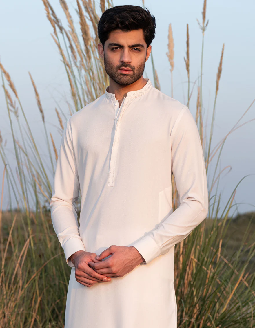 MILKY WHITE BLENDED KAMEEZ SHALWAR | JJKS-A-47340/S24/JJ9922-SF - Image 4
