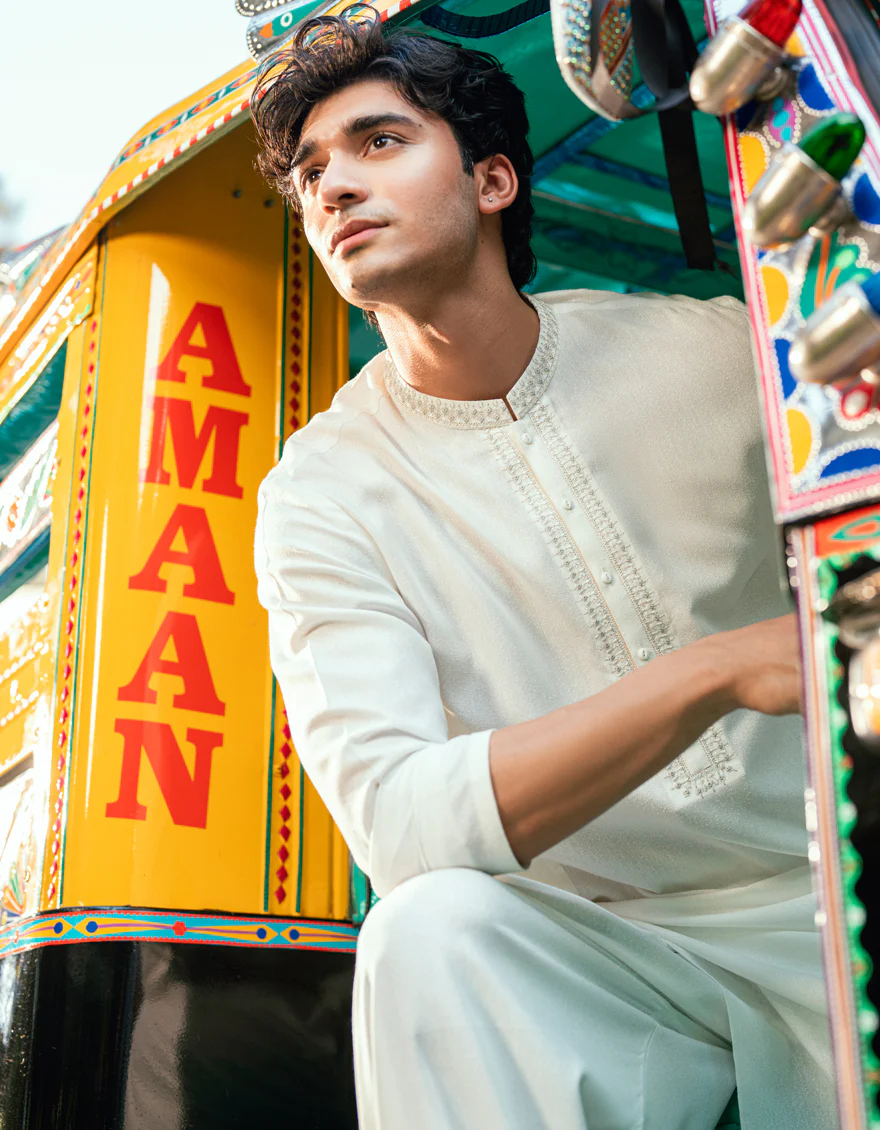 OFF WHITE BLENDED KAMEEZ SHALWAR | JJKS-A-47437/S25/JJ9899-FL - Image 3