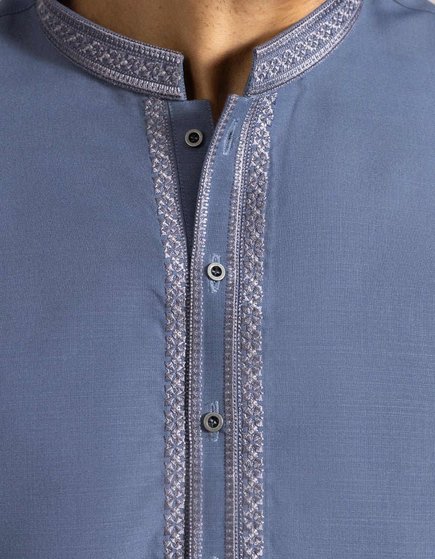 GREYISH BLUE BLENDED KAMEEZ SHALWAR | JJKS-A-47440/S25/JJ9937-SF - Image 3