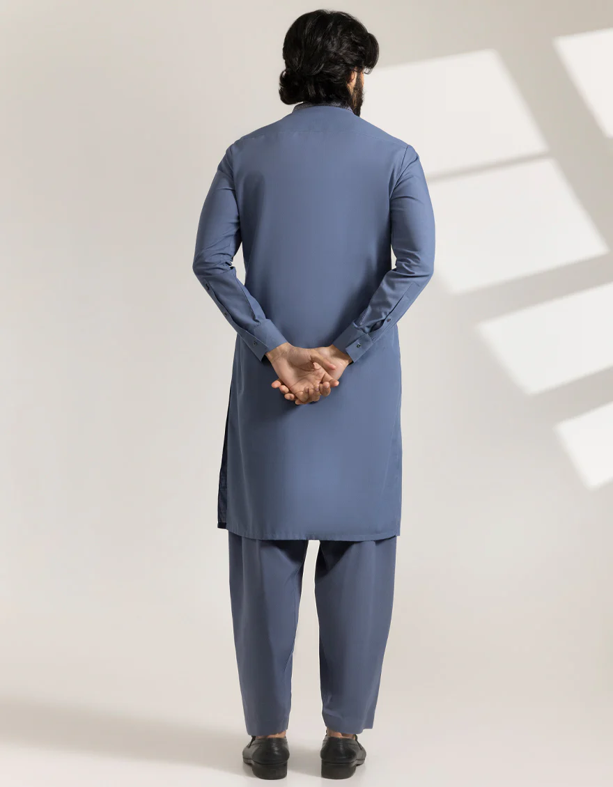 GREYISH BLUE BLENDED KAMEEZ SHALWAR | JJKS-A-47440/S25/JJ9937-SF - Image 4