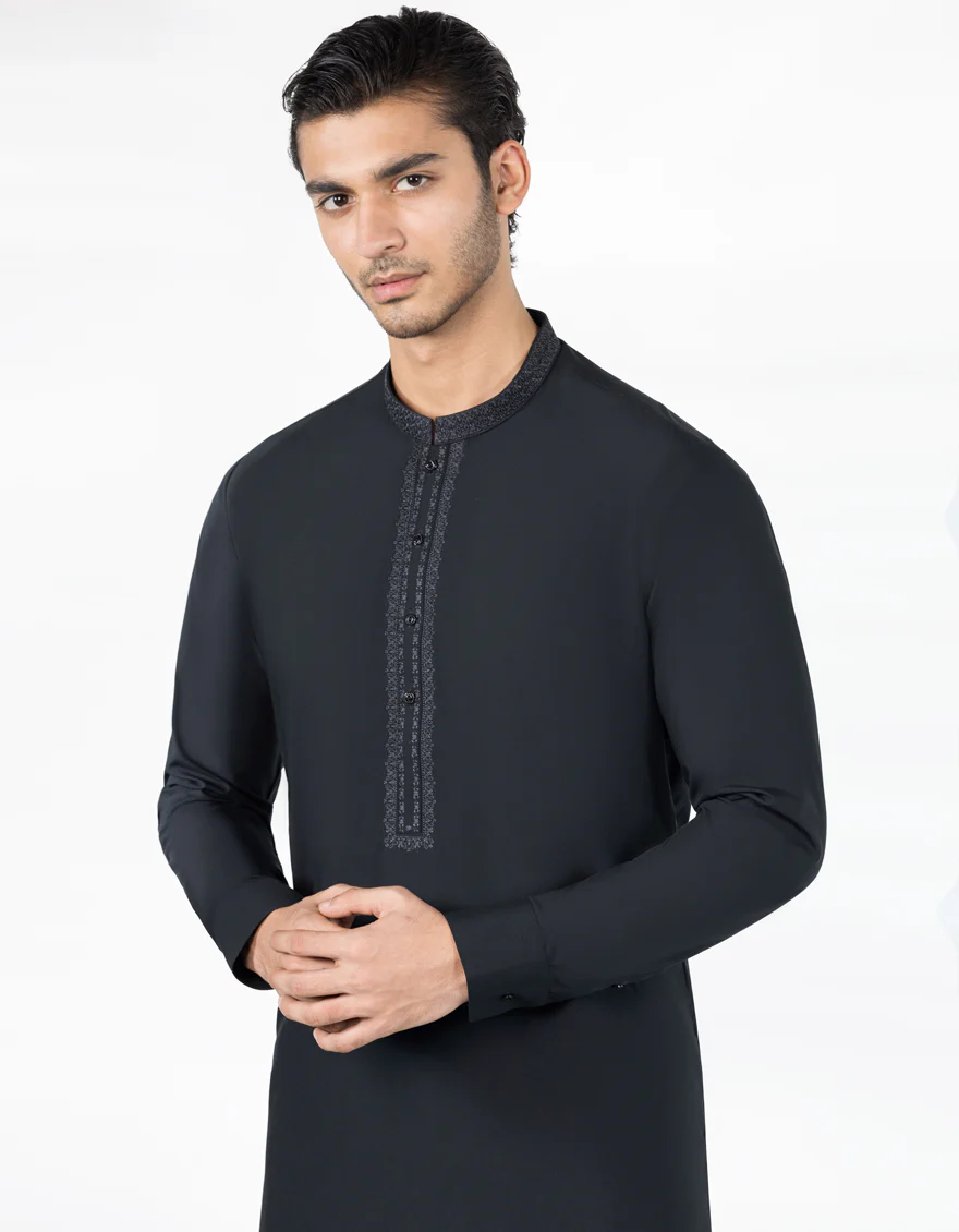 BLACK BLENDED KAMEEZ SHALWAR | JJKS-A-47441/S25/JJ9869-SF - Image 2