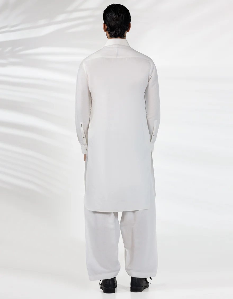 OFF WHITE COTTON KAMEEZ SHALWAR | JJKS-A-47482/S25/JJ9958-CL - Image 2