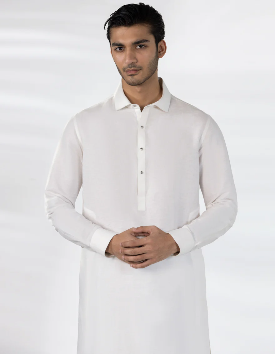 OFF WHITE COTTON KAMEEZ SHALWAR | JJKS-A-47482/S25/JJ9958-CL - Image 3