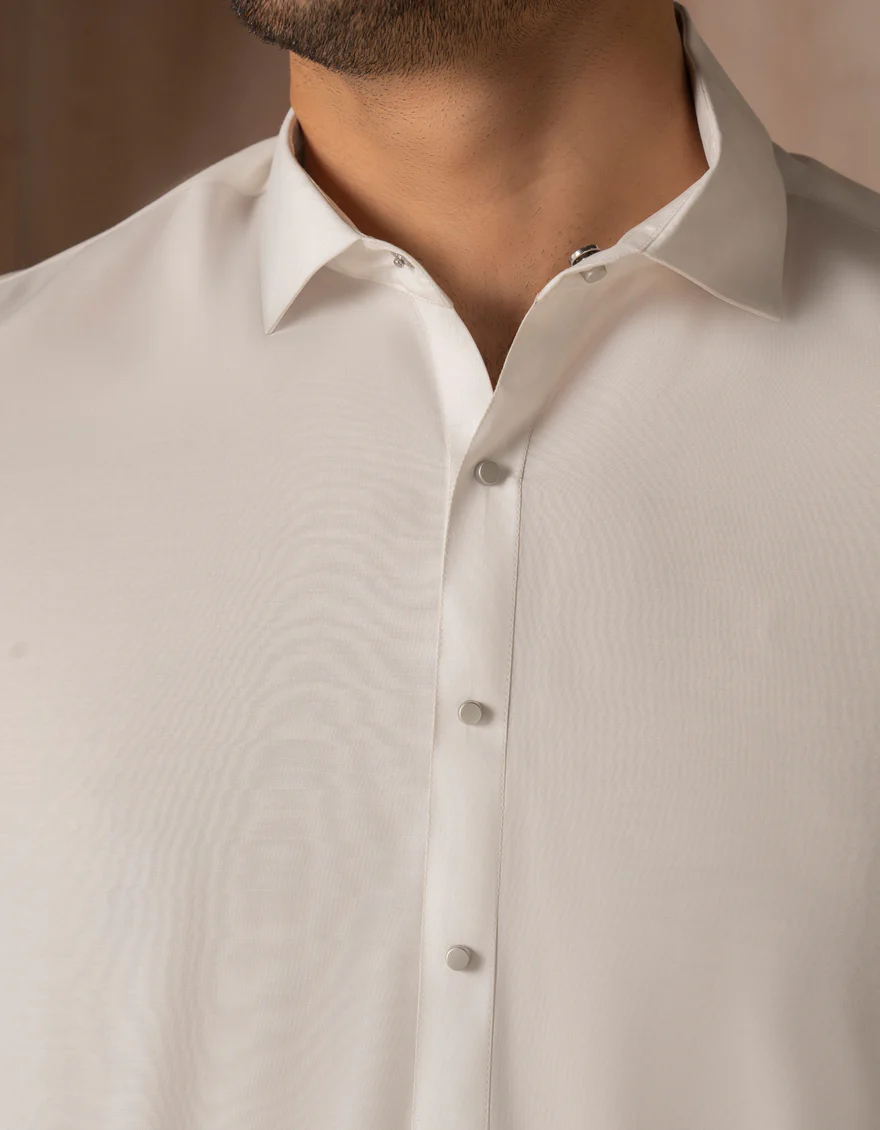 WHITE BLENDED KAMEEZ SHALWAR | JJKS-A-47491/S25/JJ9825-PN - Image 3
