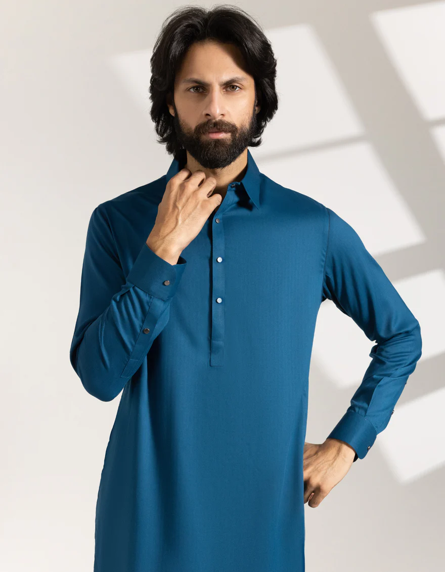 TEAL BLUE BLENDED KAMEEZ SHALWAR | JJKS-A-47493/S25/JJ9988-CL - Image 2