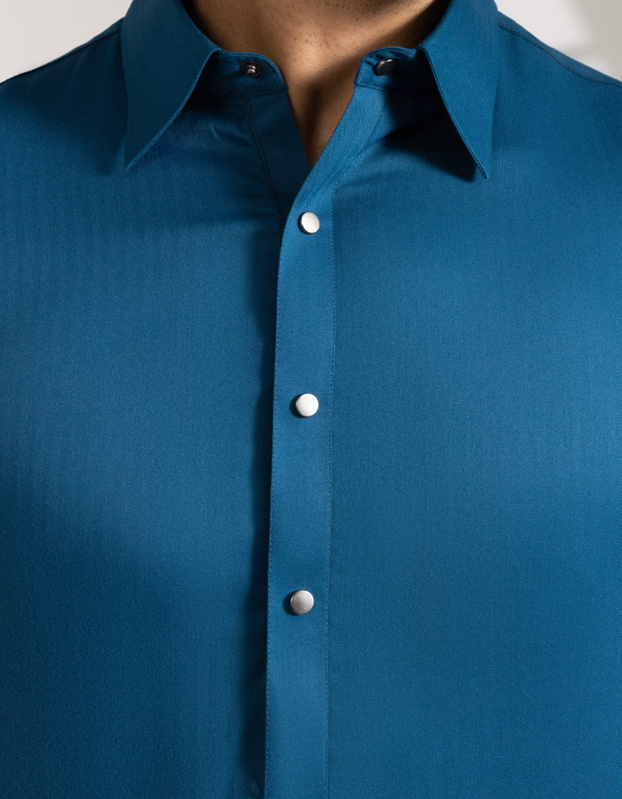 TEAL BLUE BLENDED KAMEEZ SHALWAR | JJKS-A-47493/S25/JJ9988-CL - Image 3