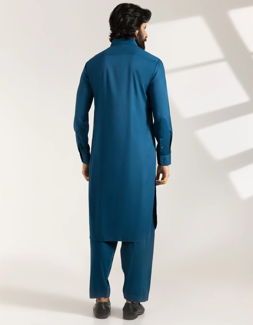 TEAL BLUE BLENDED KAMEEZ SHALWAR | JJKS-A-47493/S25/JJ9988-CL - Image 4