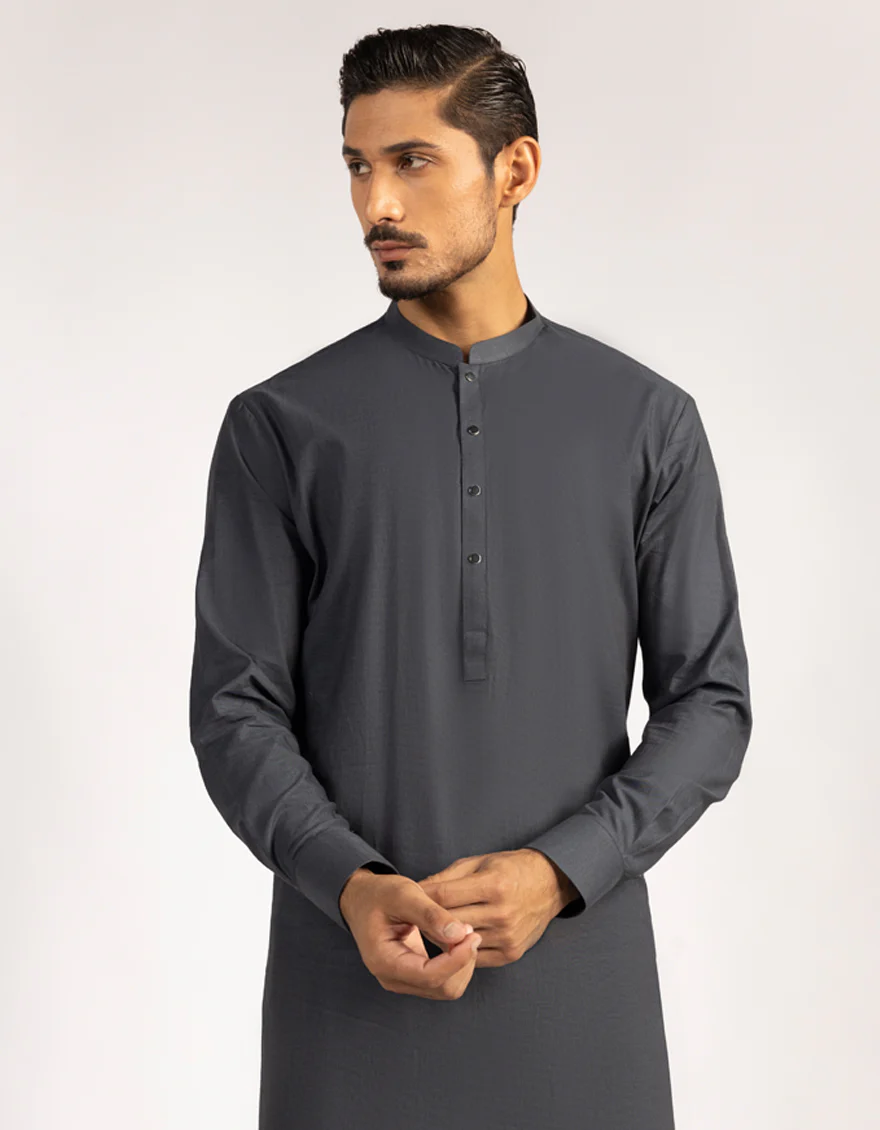 GREY COTTON KAMEEZ SHALWAR | JJKS-A-47529/S25/JJ10158-PN - Image 2