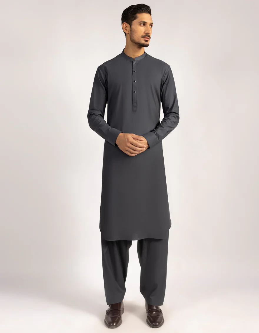GREY COTTON KAMEEZ SHALWAR | JJKS-A-47529/S25/JJ10158-PN - Image 4