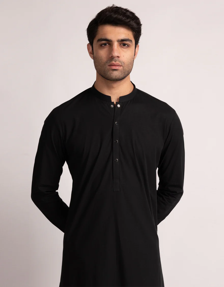 BLACK BLENDED KAMEEZ SHALWAR | JJKS-A-47534/S25/JJ10022-PN - Image 2